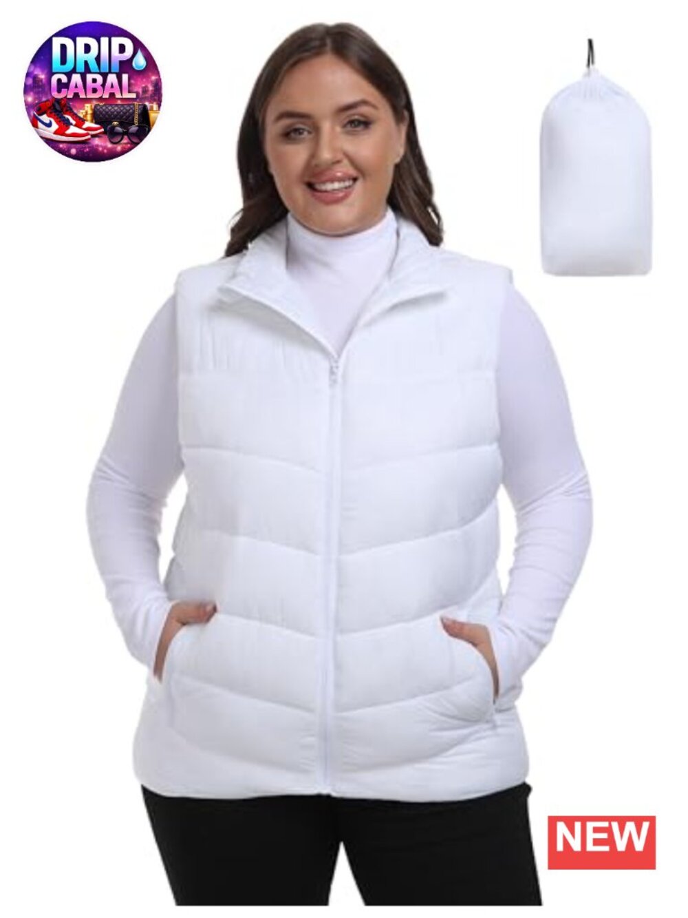 Plus Size Packable Quilted Puffer Vest Lightweight Winter Outerwear Vest